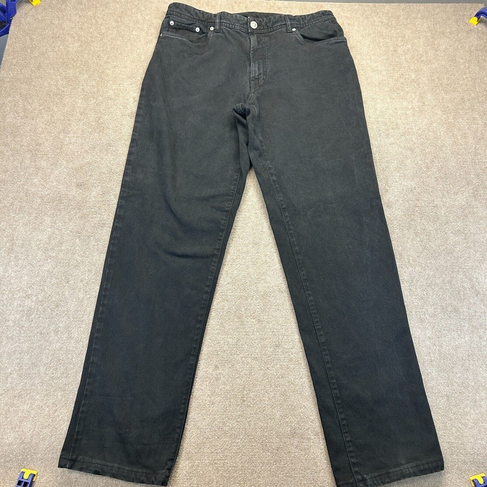 G.Manzoni Jeans Measured Size 34 x 34 Black Charcoal Stretch Denim Made Italy